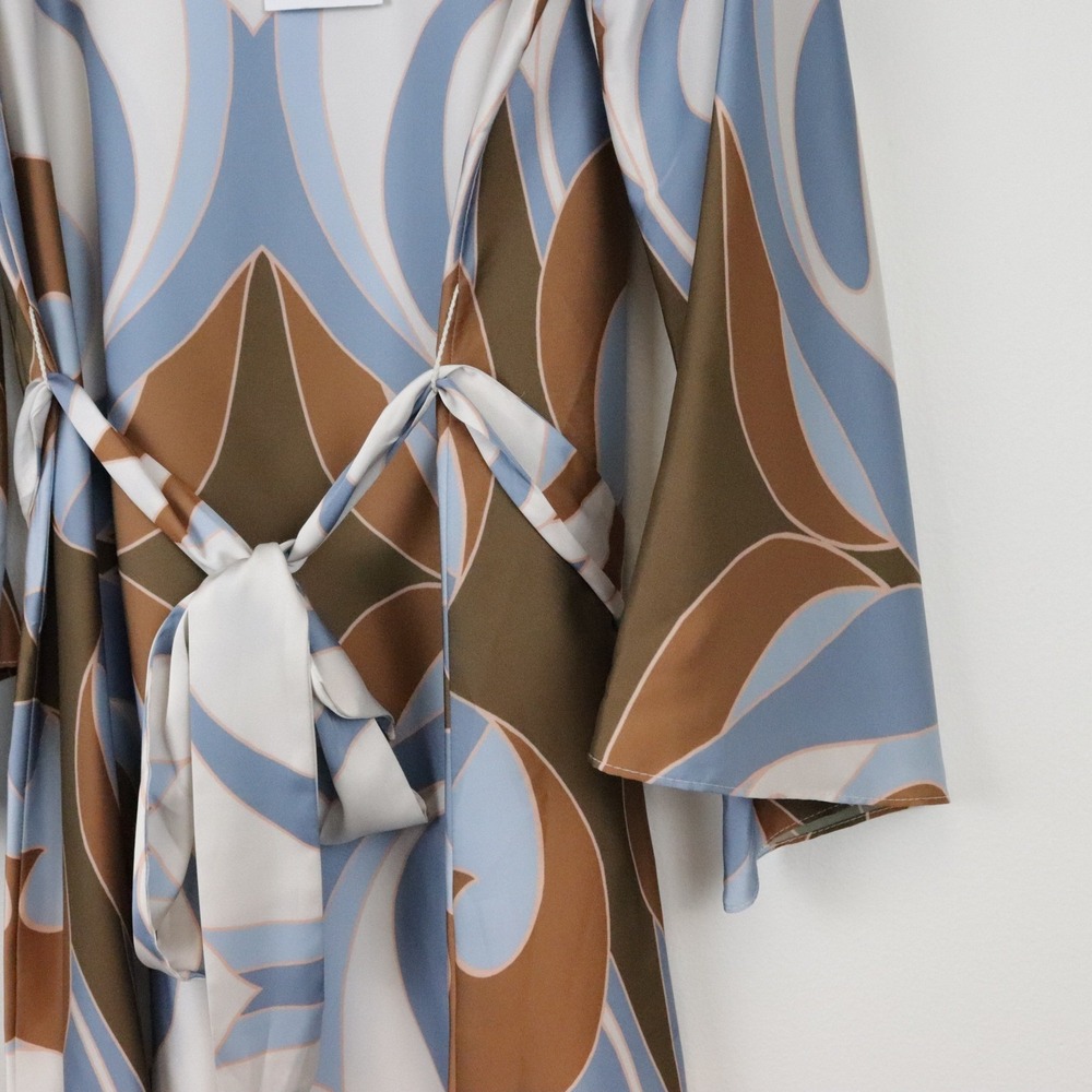 NWT MISA Twiggy Dress The Swans All Over Medium Blue Brown Abstract Print Mini - Picture 5 of 10